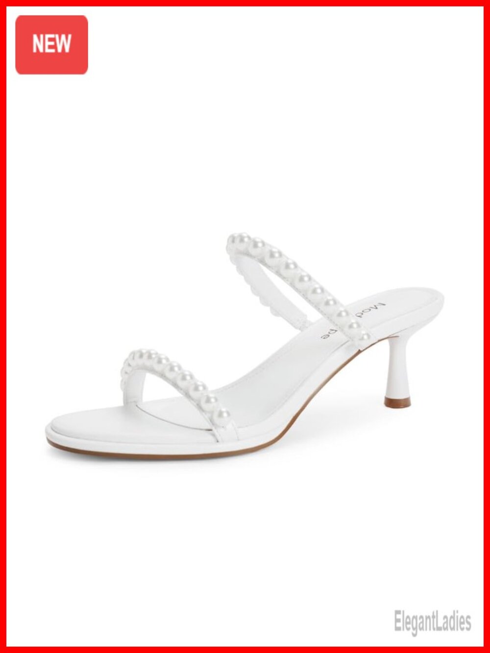 Kitten Heel Two Strap Sandals Faux Leather Round Toe Slip On Heels for Wedding